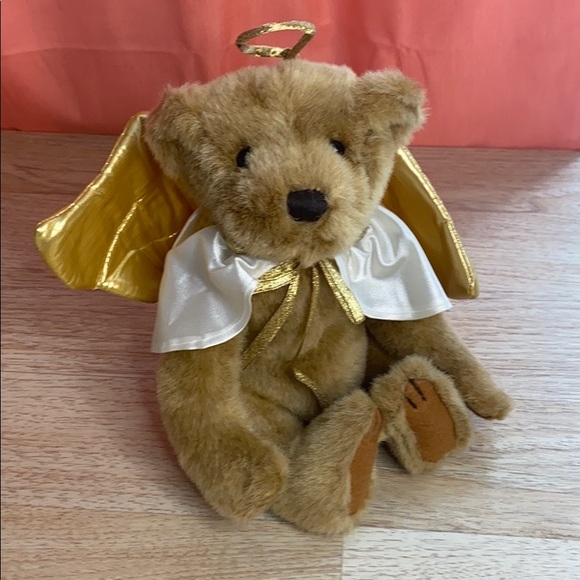 Fiesta 10" Brown Angel Bear with Gold Halo & Wings - Picture 1 of 5